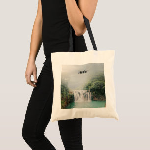 Loefwaterval in een bergbos tote bag