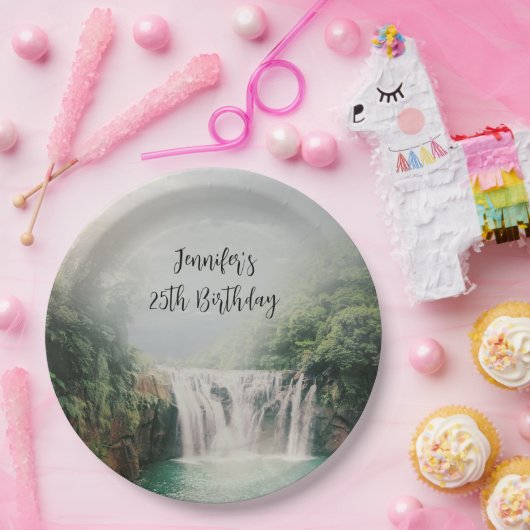 Loefwaterval in het gebergte Birthday Papieren Bordje (Feest)