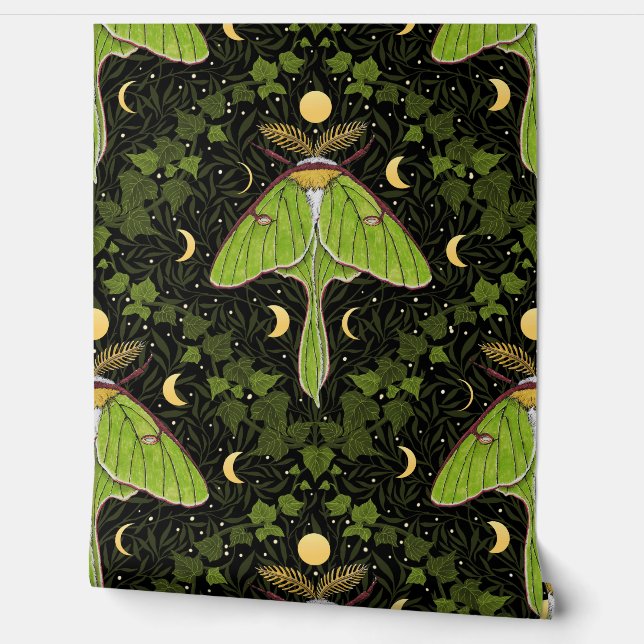 Loenmot, maanfasen en klimopdamast 2 behang (Afrollen)