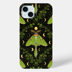 Loenmot, maanfasen en klimopdamast 2 iPhone 15 mini hoesje