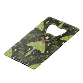 Loenmot, maanfasen en klimopdamast 2 creditkaart flessenopener (Voorkant Gekanteld)