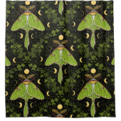 Loenmot, maanfasen en klimopdamast 2 douchegordijn (Voorkant)