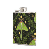 Loenmot, maanfasen en klimopdamast 2 heupfles (Links)