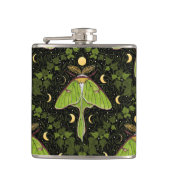 Loenmot, maanfasen en klimopdamast 2 heupfles (Voorkant)