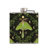 Loenmot, maanfasen en klimopdamast 2 heupfles (Achterkant)