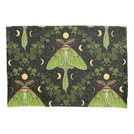 Loenmot, maanfasen en klimopdamast 2 kussensloop (Voorkant-Links)