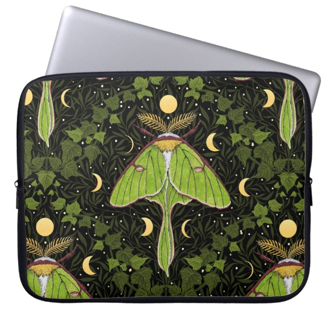 Loenmot, maanfasen en klimopdamast 2 laptop sleeve (Voorkant)