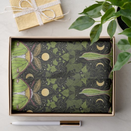 Loenmot, maanfasen en klimopdamast 2 tissuepapier (Geschenk)