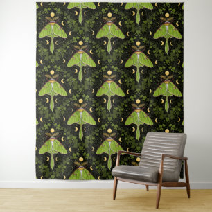 Loenmot, maanfasen en klimopdamast 2 wandkleed