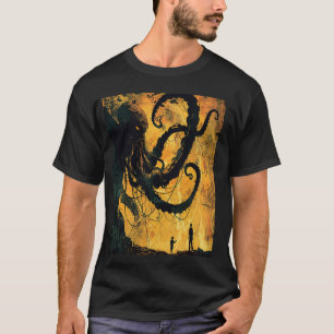 loerende kraken in donkere mist sluipen op tien me t-shirt