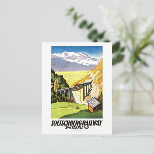  Loetschberg Railway Travel Poster Briefkaart (Staand voorkant)