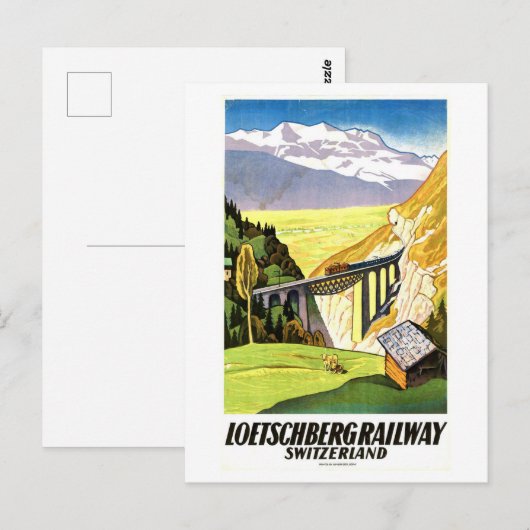  Loetschberg Railway Travel Poster Briefkaart (Voorkant / Achterkant)