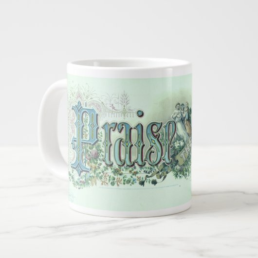 "Lof de Heer"  Christelijke Kunst mint groen Grote Koffiekop (Links)