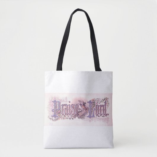 "Lof de Heer"  Christelijke kunstlavendel Tote Bag (Voorkant)