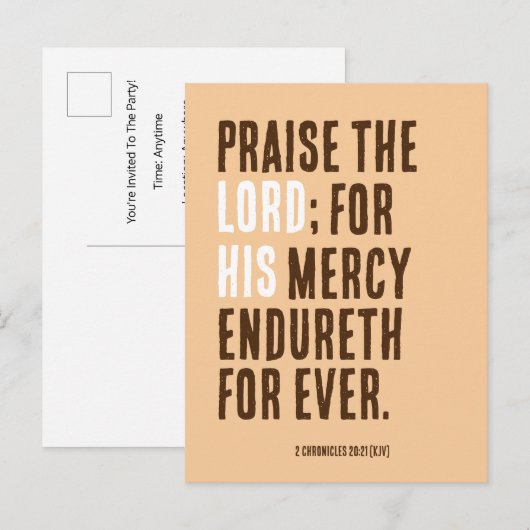 Lof de Heer - Thanksgiving Dag Feest - Uitnodiging Briefkaart (Voorkant / Achterkant)