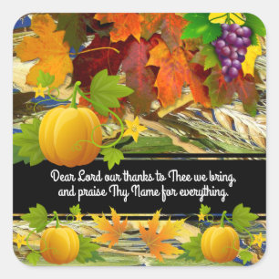 Lof en Thanksgiving Herfst Vierkante Sticker
