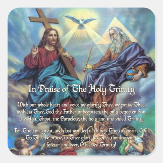 Lof voor de Drie-eenheid Vierkante Sticker (Voorkant)