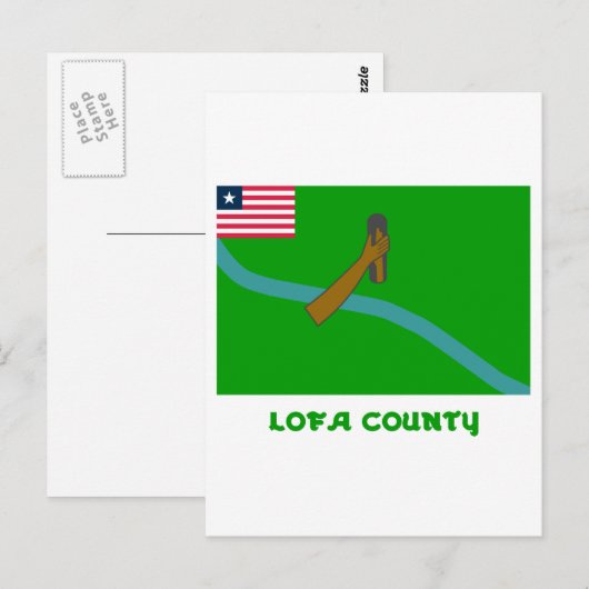 Lofa County vlag met naam Briefkaart (Voorkant / Achterkant)