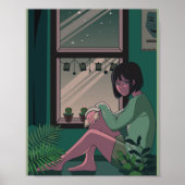 Lofi Anime Art Sad Girl vermist iemand Poster (Voorkant)