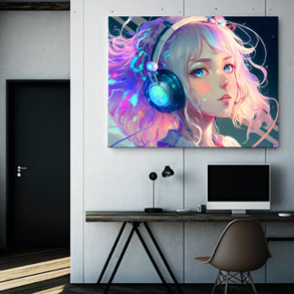 LoFi Anime Girl Art Canvas Afdruk