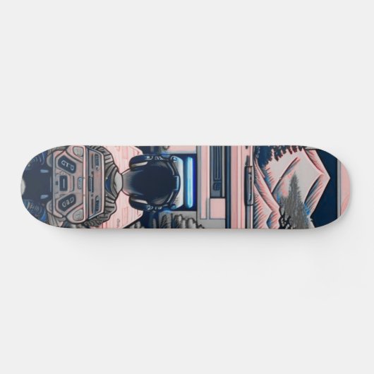 【lofi-art】和風 ビンテージ レトロ ネオ浮世絵盆栽アート：サイバーパンク スケートボード persoonlijk skateboard (Horizontaal)