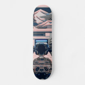 【lofi-art】和風 ビンテージ レトロ ネオ浮世絵盆栽アート：サイバーパンク スケートボード persoonlijk skateboard (Voorkant)