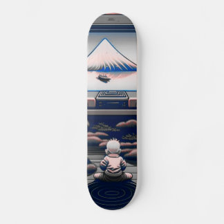 【lofi-art】和風 ビンテージ レトロ ネオ浮世絵盆栽アート:サイバーパンク スケートボード persoonlijk skateboard