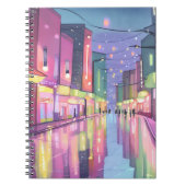 Lofi City Night Lights | kleurrijke Waterverf Notitieboek (Voorkant)