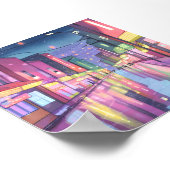 Lofi City Night Lights | kleurrijke Waterverf Poster (Hoek)