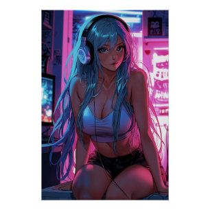 Lofi Gamer Girl Chill anime esthetisch Perfect Poster
