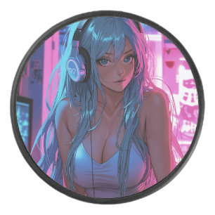 Lofi Gamer Meisje Chille Anime Esthetiek Hockey Puck