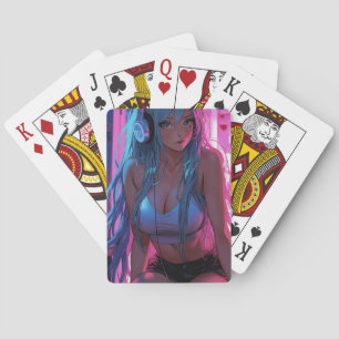 Lofi Gamer Meisje Chille Anime Esthetiek Pokerkaarten