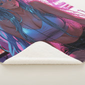 Lofi Gamer Meisje | Chille Anime Esthetiek Sherpa Deken (3/4)