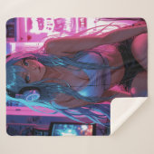 Lofi Gamer Meisje | Chille Anime Esthetiek Sherpa Deken (Voorkant (horizontaal))