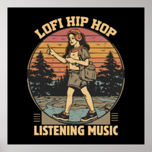 Lofi hip hop chillhop muziek poster