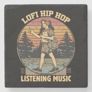 Lofi hip hop chillhop muziek stenen onderzetter
