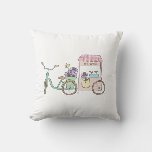 Lofi Ochtendstemming Zonnebloem Retro Kunst Kussen (Voorkant)