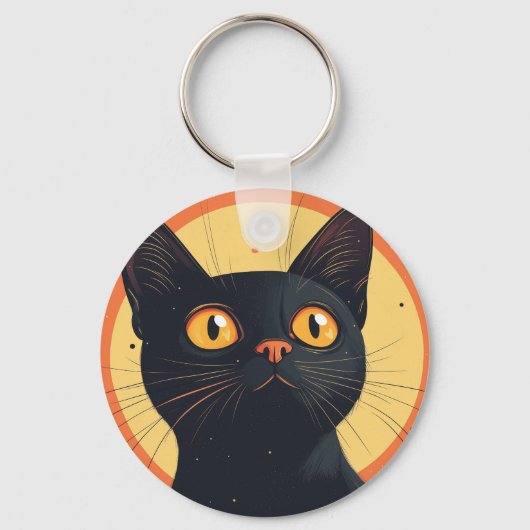 Lofi Style Black Cat Keychain (Voorkant)