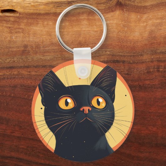 Lofi Style Black Cat Keychain (Voorkant)