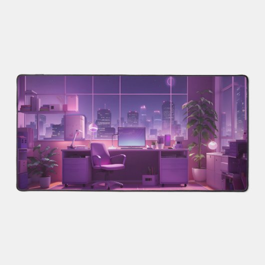 Lofi Style Nighttime Kantoor Desk Mat (Voorkant)