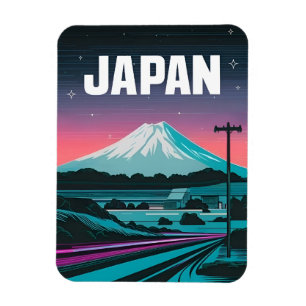 LoFi Vaporwave Retro 80s Japan Mount Fuji Magneet