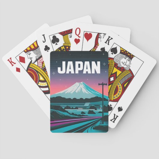 LoFi Vaporwave Retro 80s Japan Mount Fuji Pokerkaarten (Achterkant)