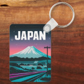 LoFi Vaporwave Retro 80s Japan Mount Fuji Sleutelhanger (Achterkant)