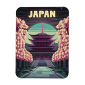 LoFi Vaporwave Retro 80s Japanse Tempel Sakura Magneet (Verticaal)