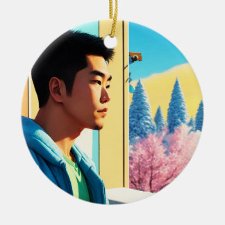 Lofi Winter Vakantie Hunk 03 Keramisch Ornament