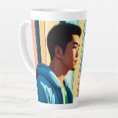Lofi Winter Vakantie Hunk 03 Latte Mok (Linkerhoek)