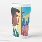 Lofi Winter Vakantie Hunk 03 Latte Mok (Voorkant)