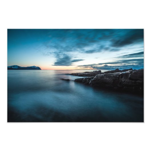 Lofoten Blue Hour Seascape Foto Afdruk (Voorkant)