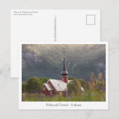 Lofoten-eilanden Flakstad Kerk Briefkaart (Voorkant / Achterkant)