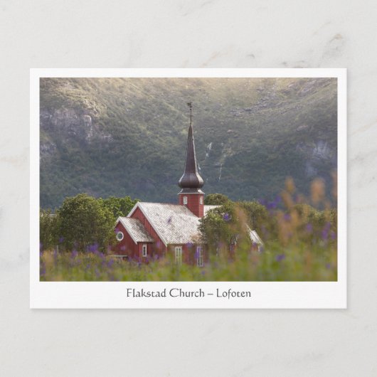 Lofoten-eilanden Flakstad Kerk Briefkaart (Voorkant)